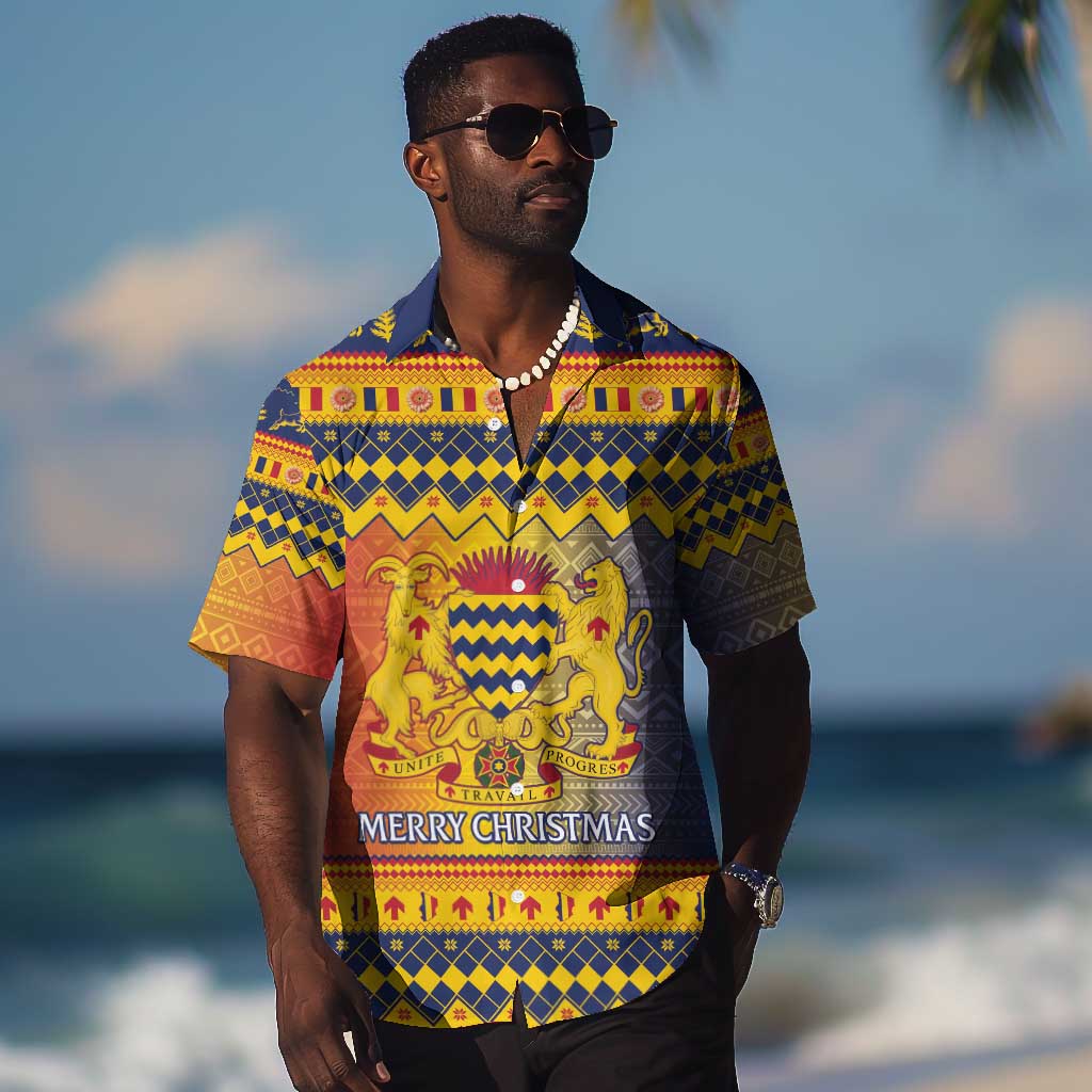 Afro Chad Christmas Hawaiian Shirt Coat Of Arms With African Pattern LT15