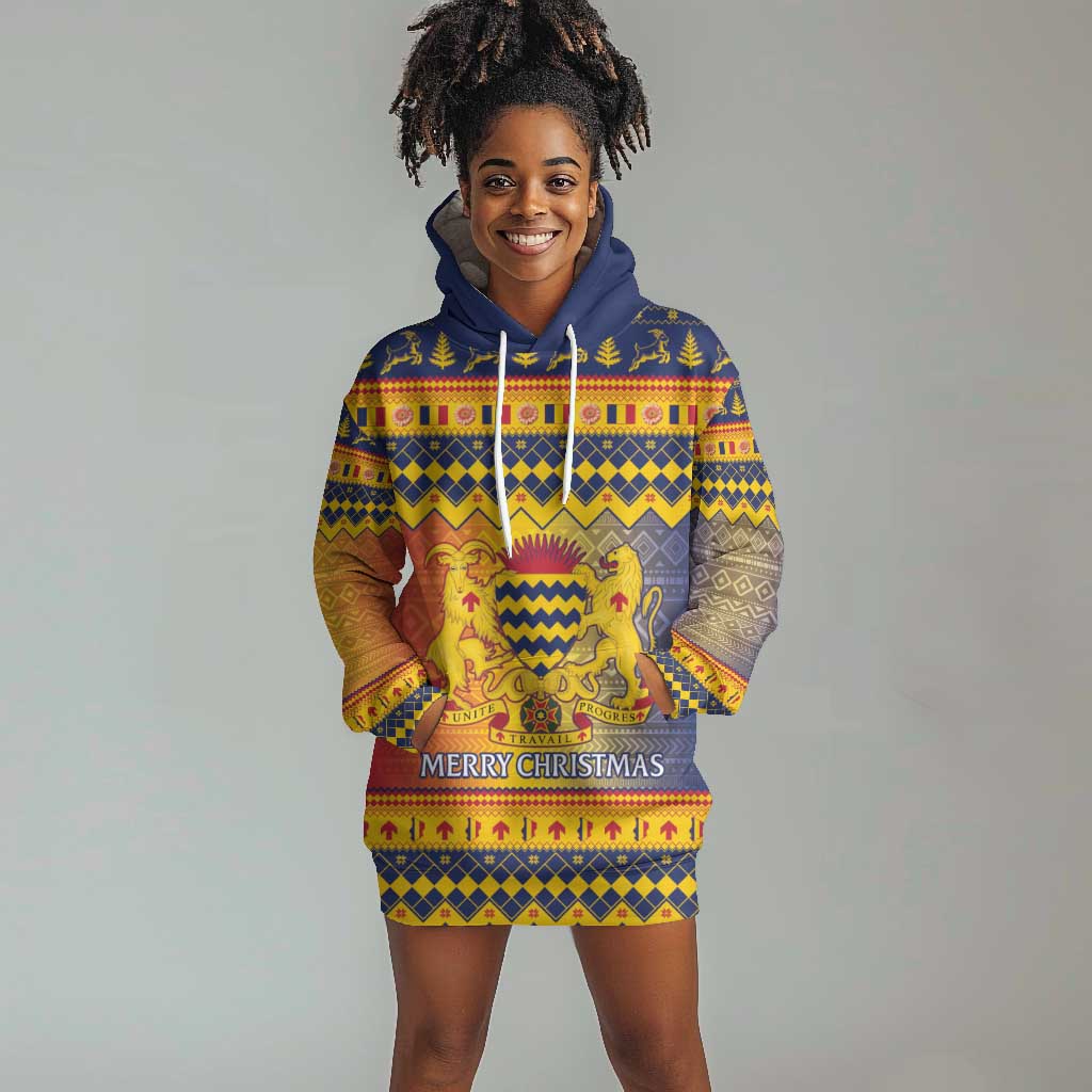 Afro Chad Christmas Hoodie Dress Coat Of Arms With African Pattern LT15