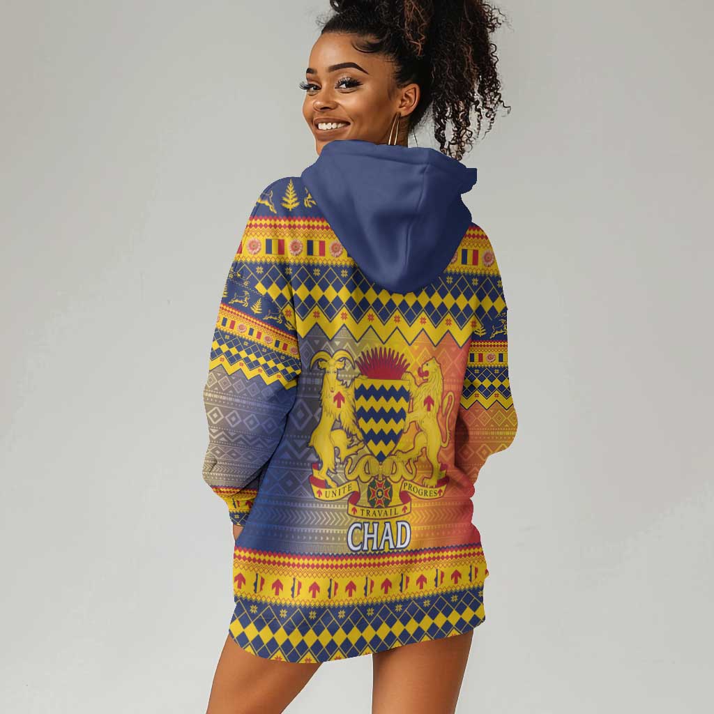 Afro Chad Christmas Hoodie Dress Coat Of Arms With African Pattern LT15