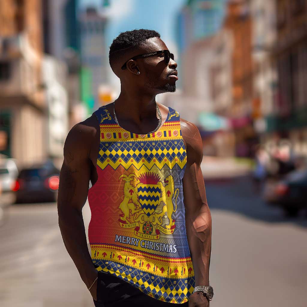 Afro Chad Christmas Men Tank Top Coat Of Arms With African Pattern LT15