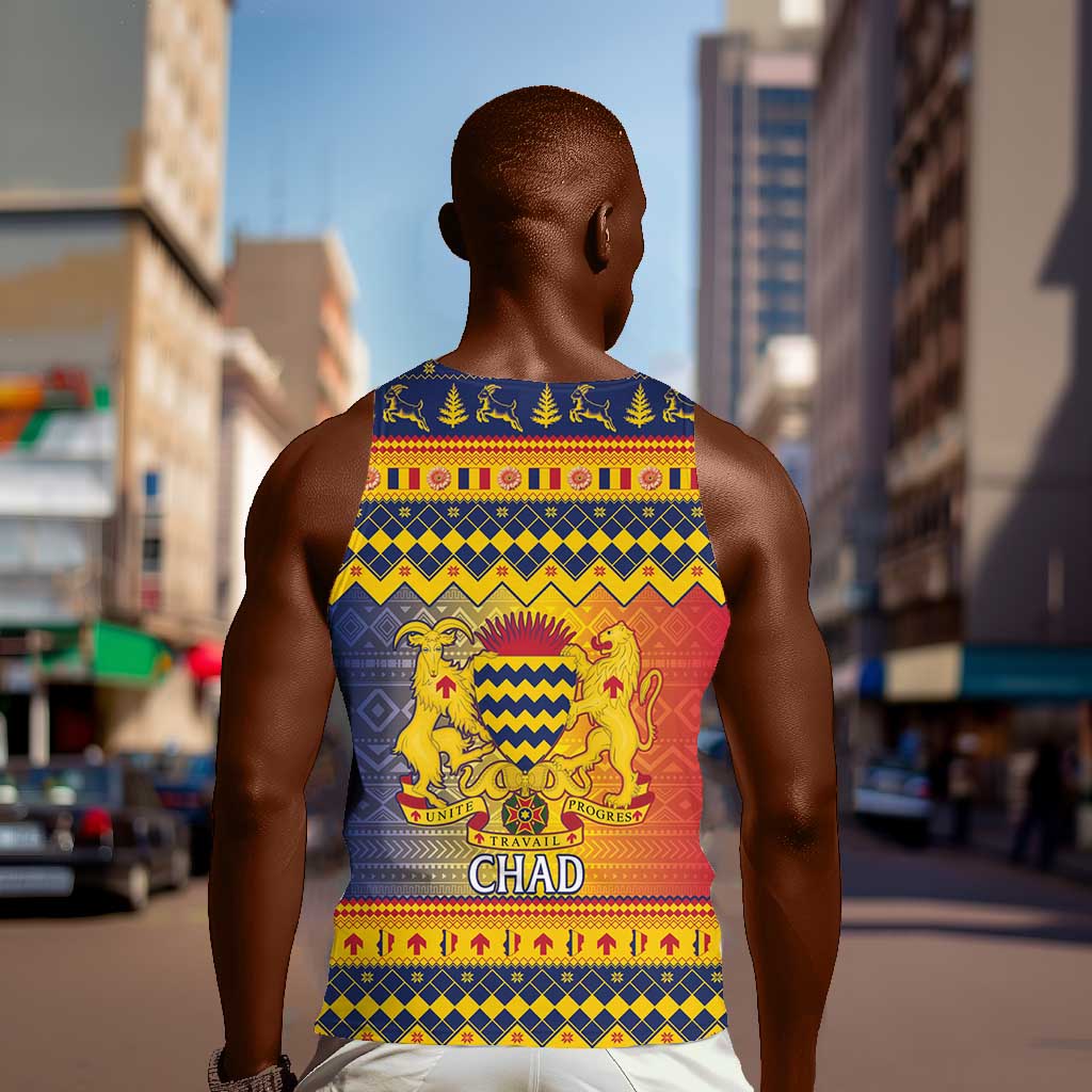 Afro Chad Christmas Men Tank Top Coat Of Arms With African Pattern LT15