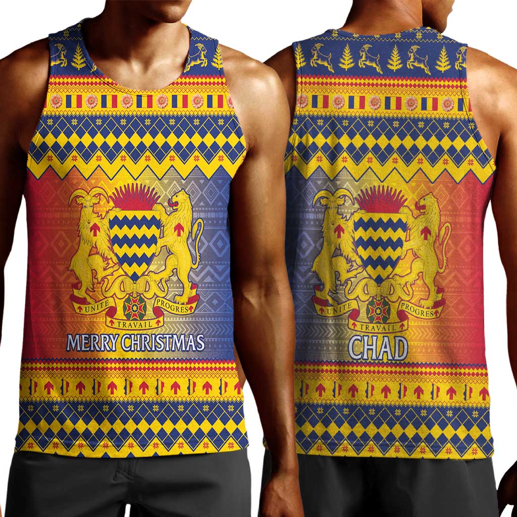 Afro Chad Christmas Men Tank Top Coat Of Arms With African Pattern LT15