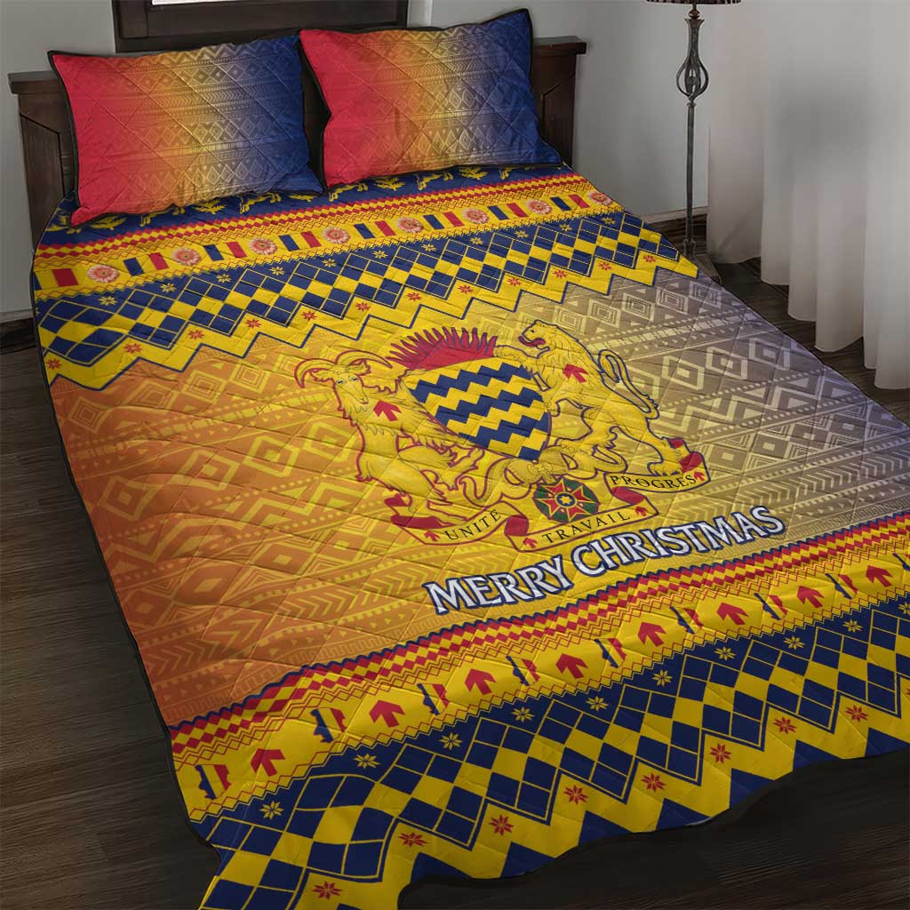 Afro Chad Christmas Quilt Bed Set Coat Of Arms With African Pattern LT15