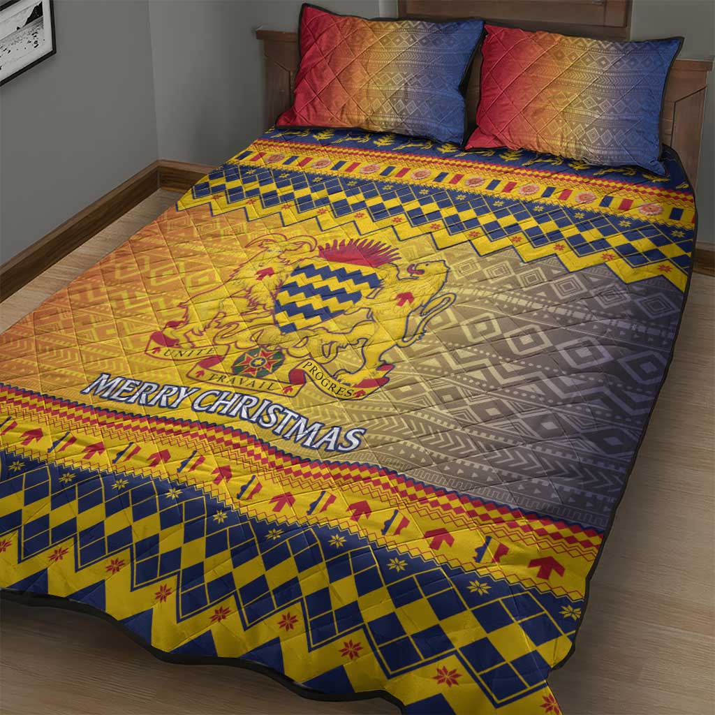 Afro Chad Christmas Quilt Bed Set Coat Of Arms With African Pattern LT15