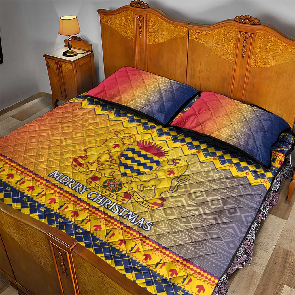 Afro Chad Christmas Quilt Bed Set Coat Of Arms With African Pattern LT15