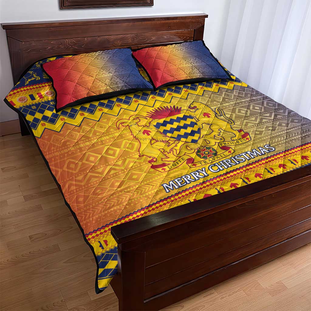 Afro Chad Christmas Quilt Bed Set Coat Of Arms With African Pattern LT15