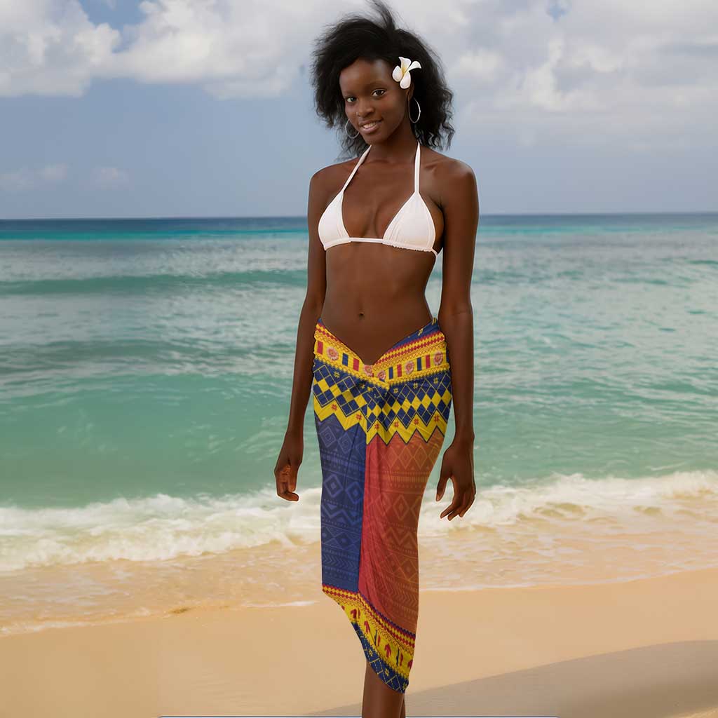 Afro Chad Christmas Sarong Coat Of Arms With African Pattern LT15