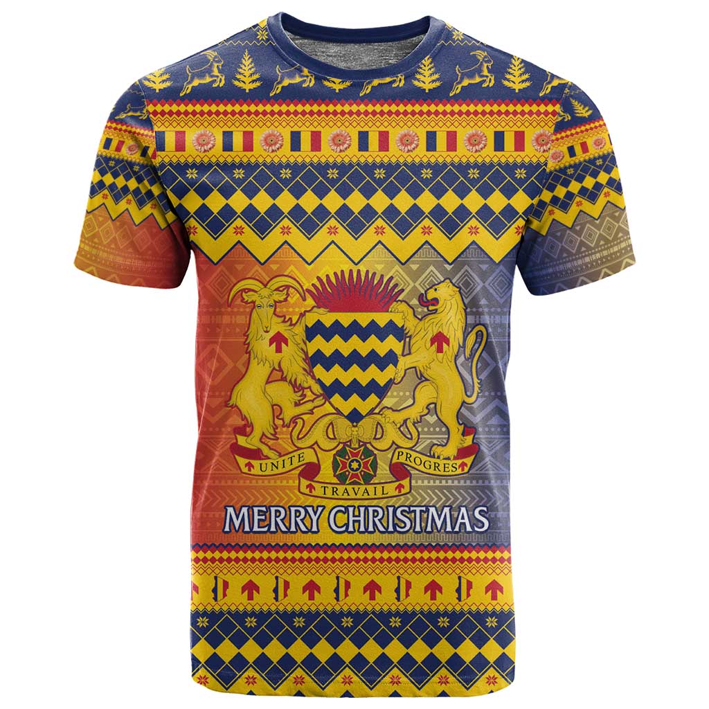 Afro Chad Christmas T shirt Coat Of Arms With African Pattern LT15