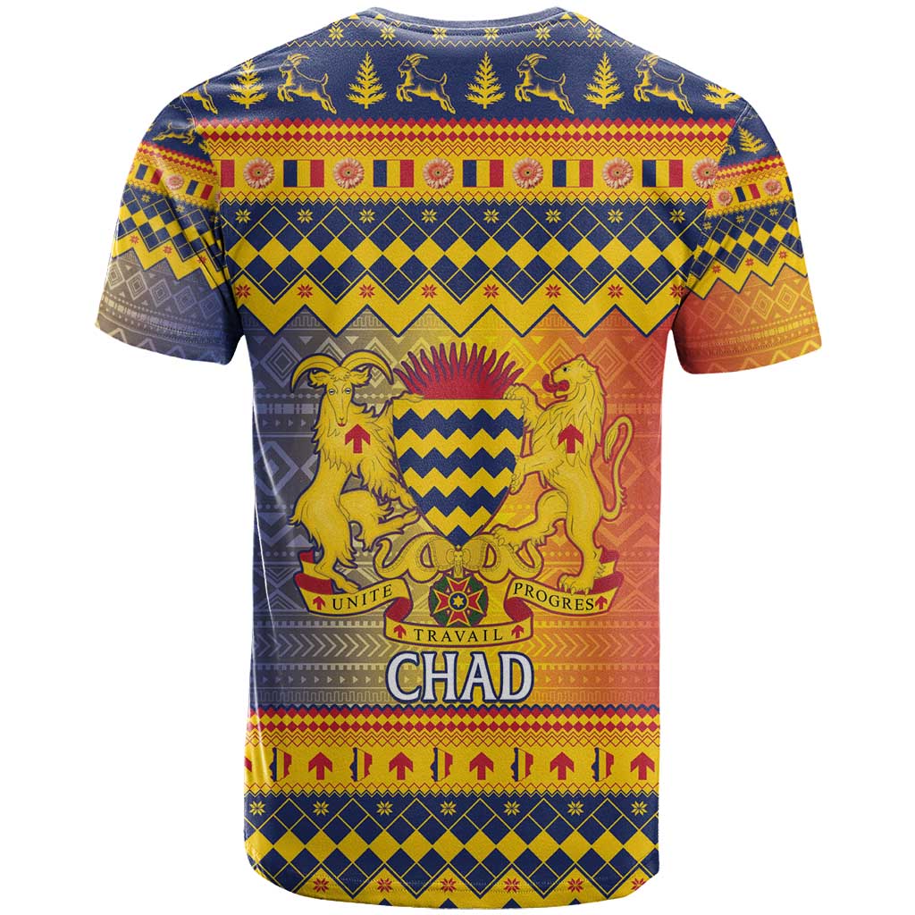 Afro Chad Christmas T shirt Coat Of Arms With African Pattern LT15