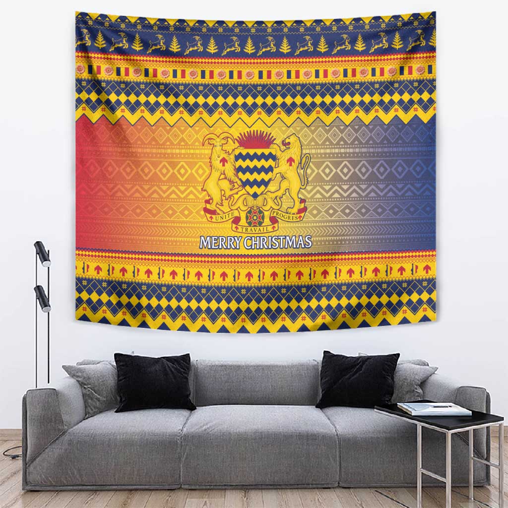 Afro Chad Christmas Tapestry Coat Of Arms With African Pattern LT15