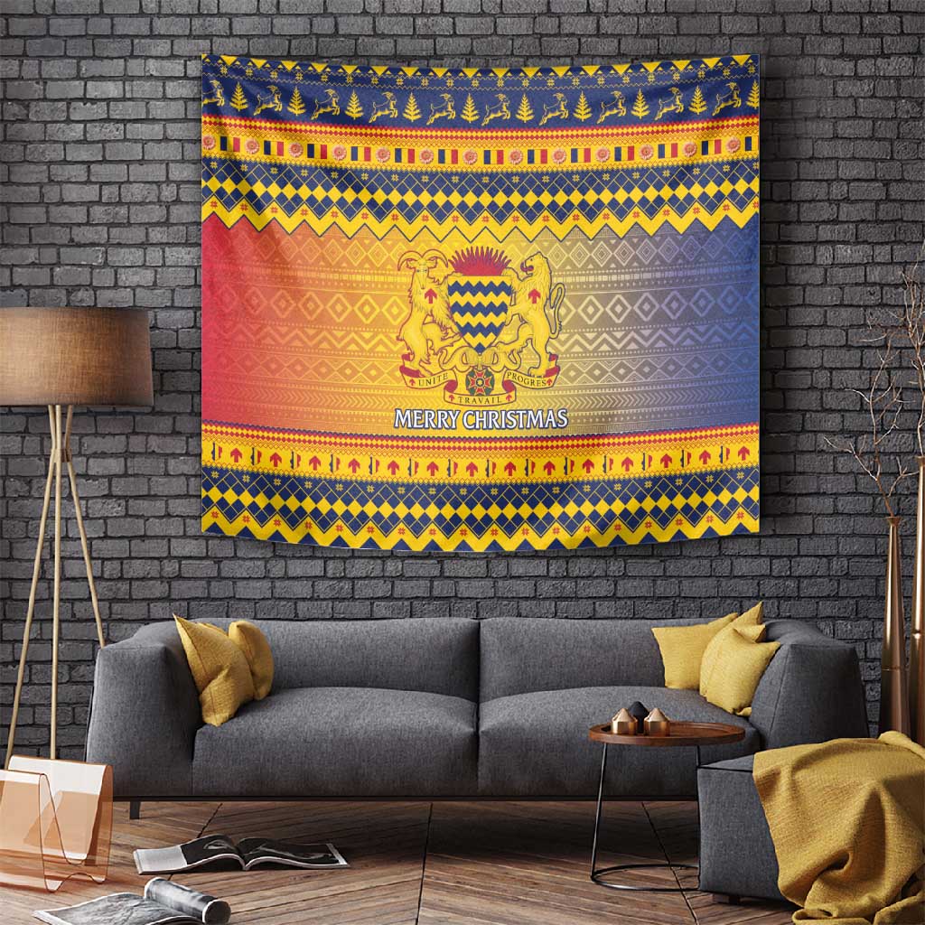 Afro Chad Christmas Tapestry Coat Of Arms With African Pattern LT15
