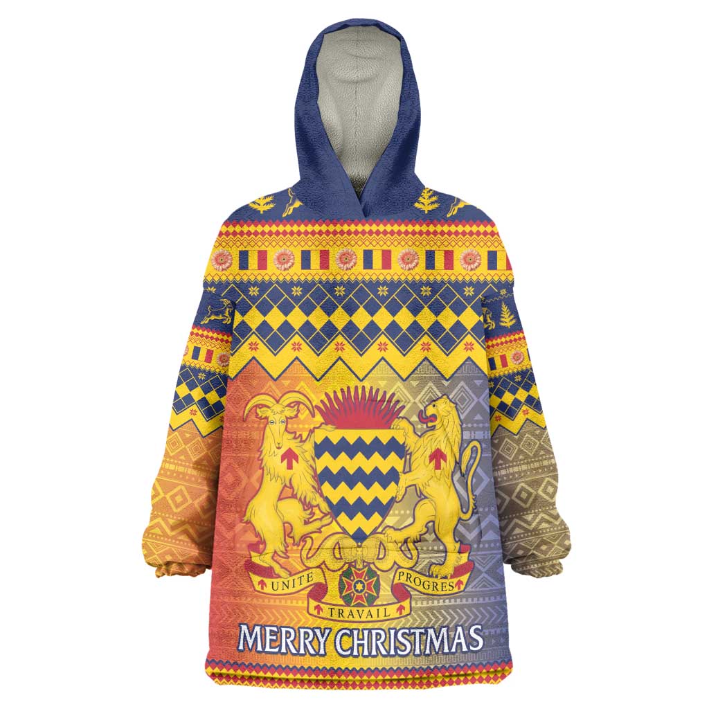 Afro Chad Christmas Wearable Blanket Hoodie Coat Of Arms With African Pattern LT15