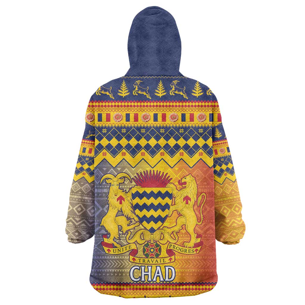 Afro Chad Christmas Wearable Blanket Hoodie Coat Of Arms With African Pattern LT15