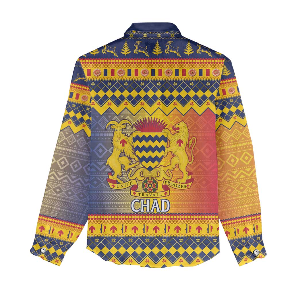 Afro Chad Christmas Women Casual Shirt Coat Of Arms With African Pattern LT15