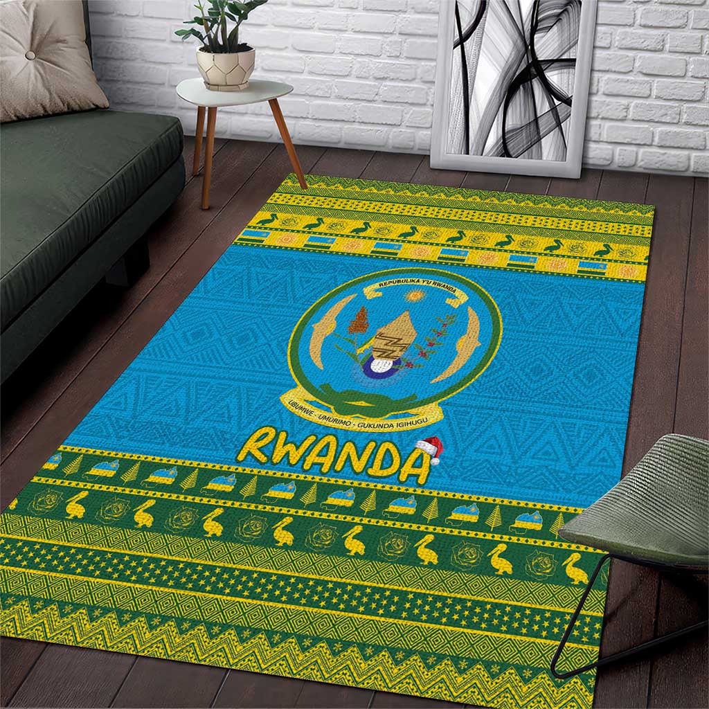 Afro Rwanda Christmas Area Rug Noheli Nziza Coat Of Arms - African Pattern LT15