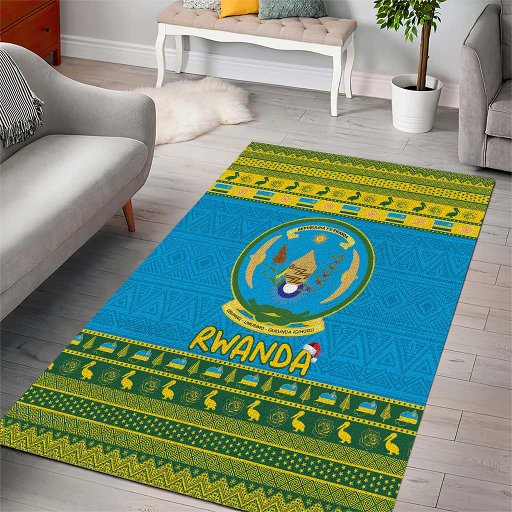Afro Rwanda Christmas Area Rug Noheli Nziza Coat Of Arms - African Pattern LT15