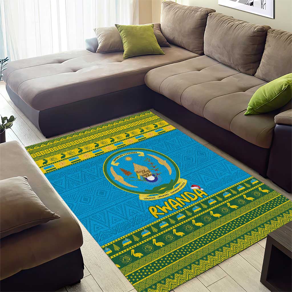 Afro Rwanda Christmas Area Rug Noheli Nziza Coat Of Arms - African Pattern LT15