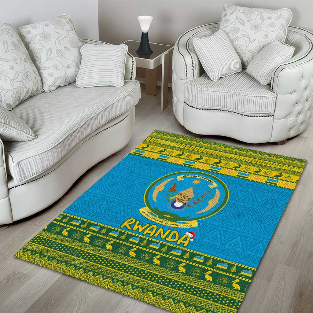 Afro Rwanda Christmas Area Rug Noheli Nziza Coat Of Arms - African Pattern LT15