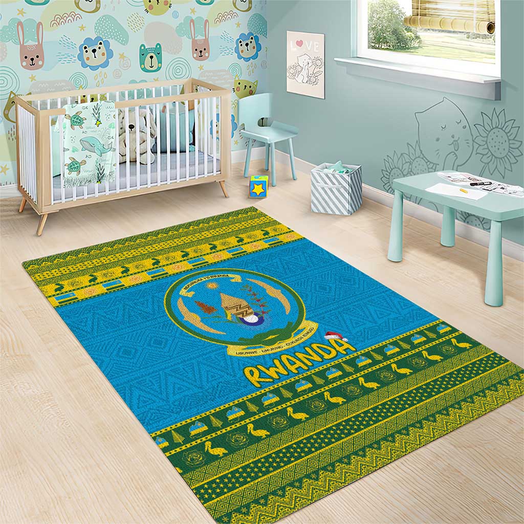 Afro Rwanda Christmas Area Rug Noheli Nziza Coat Of Arms - African Pattern LT15