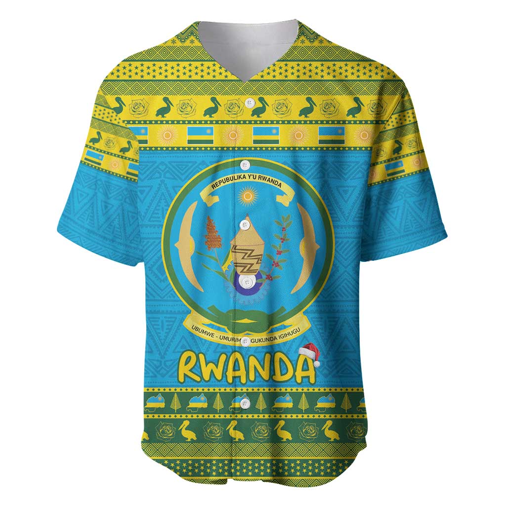 Afro Rwanda Christmas Baseball Jersey Noheli Nziza Coat Of Arms - African Pattern LT15