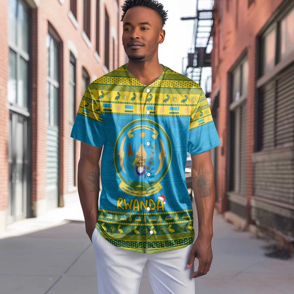 Afro Rwanda Christmas Baseball Jersey Noheli Nziza Coat Of Arms - African Pattern LT15