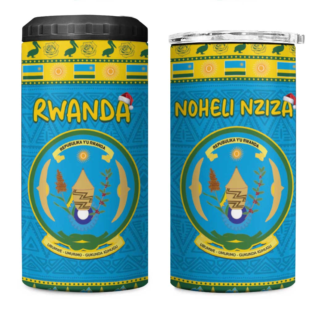 Afro Rwanda Christmas 4 in 1 Can Cooler Tumbler Noheli Nziza Coat Of Arms - African Pattern LT15