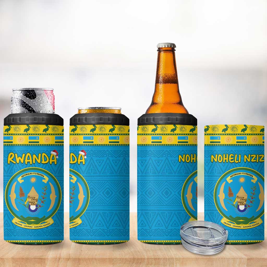 Afro Rwanda Christmas 4 in 1 Can Cooler Tumbler Noheli Nziza Coat Of Arms - African Pattern LT15