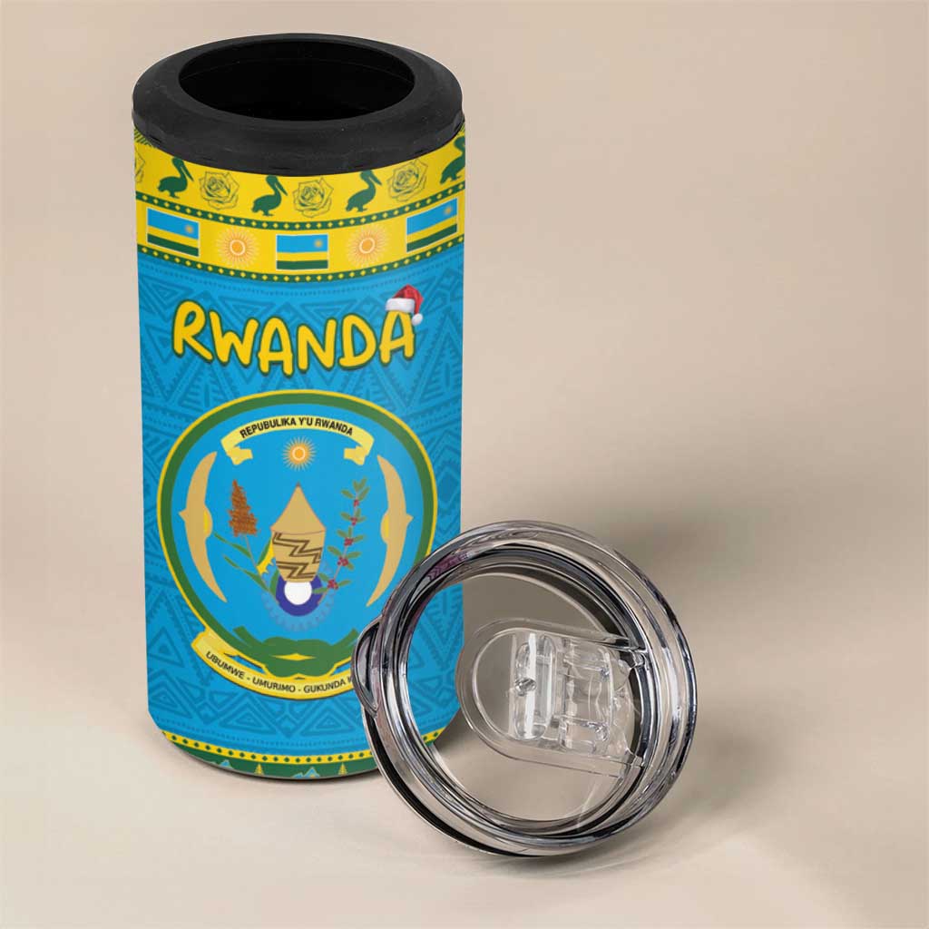 Afro Rwanda Christmas 4 in 1 Can Cooler Tumbler Noheli Nziza Coat Of Arms - African Pattern LT15