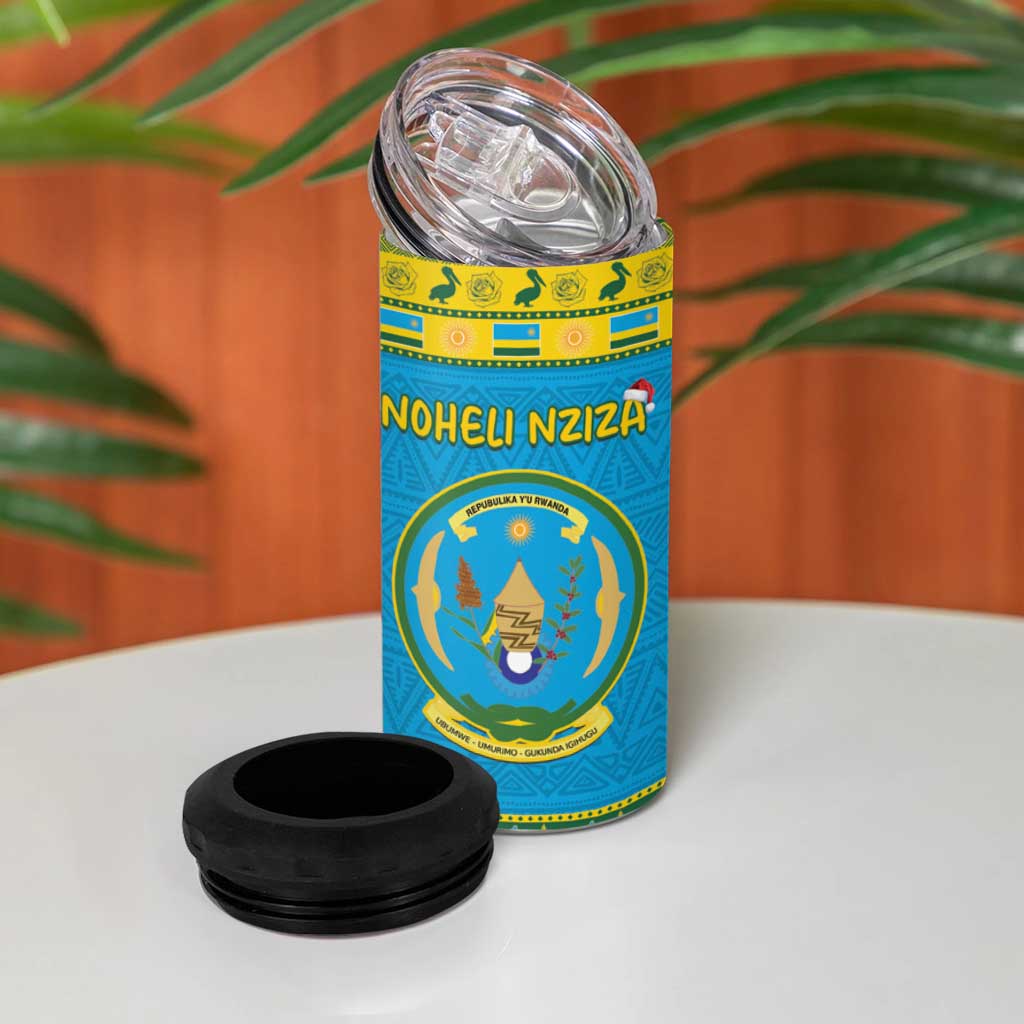 Afro Rwanda Christmas 4 in 1 Can Cooler Tumbler Noheli Nziza Coat Of Arms - African Pattern LT15