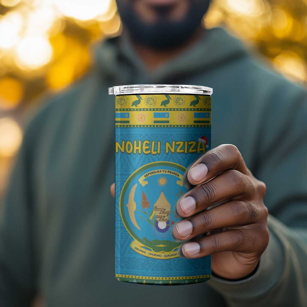 Afro Rwanda Christmas 4 in 1 Can Cooler Tumbler Noheli Nziza Coat Of Arms - African Pattern LT15
