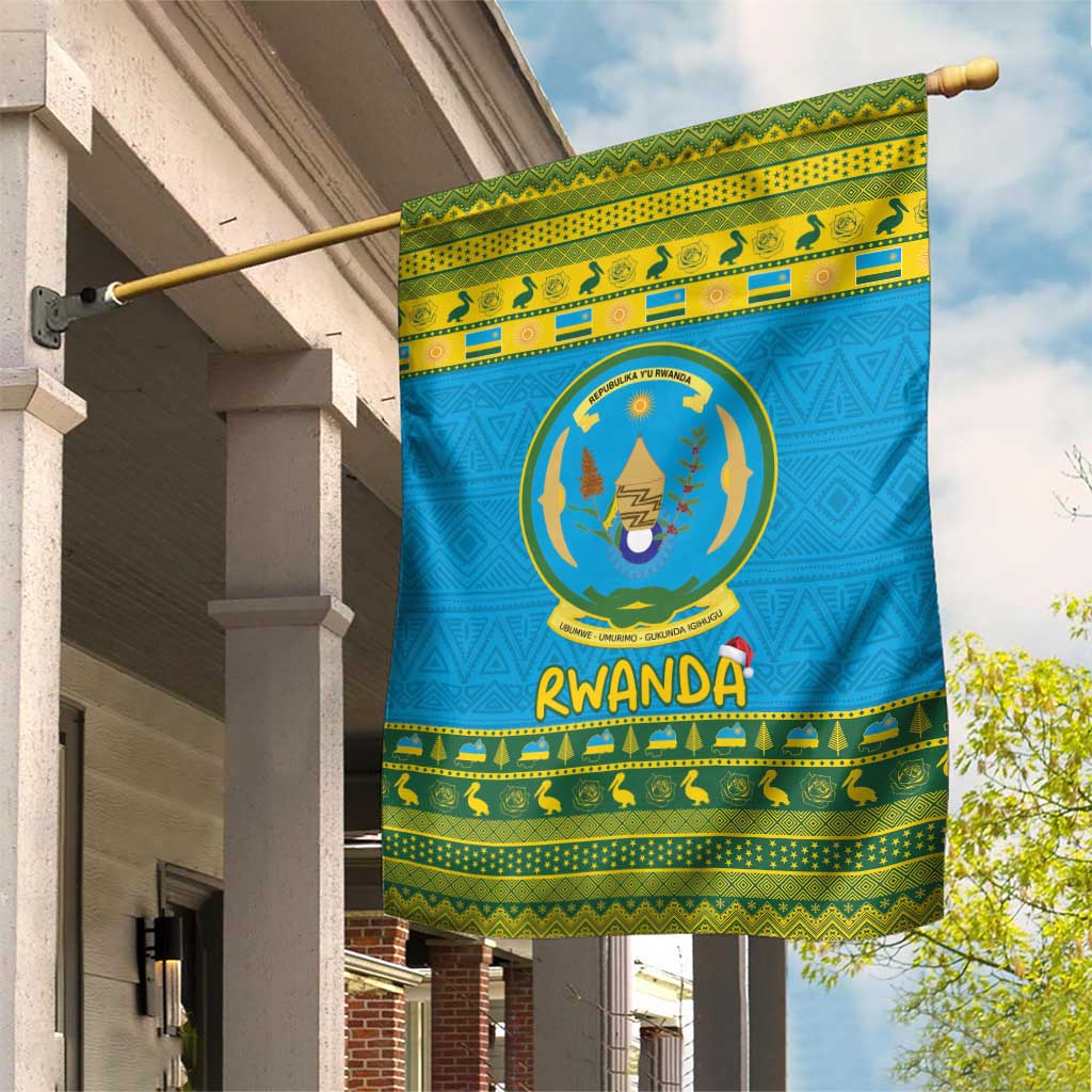 Afro Rwanda Christmas Garden Flag Noheli Nziza Coat Of Arms - African Pattern LT15