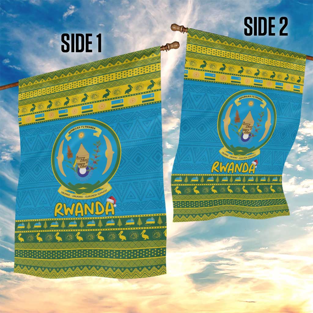 Afro Rwanda Christmas Garden Flag Noheli Nziza Coat Of Arms - African Pattern LT15