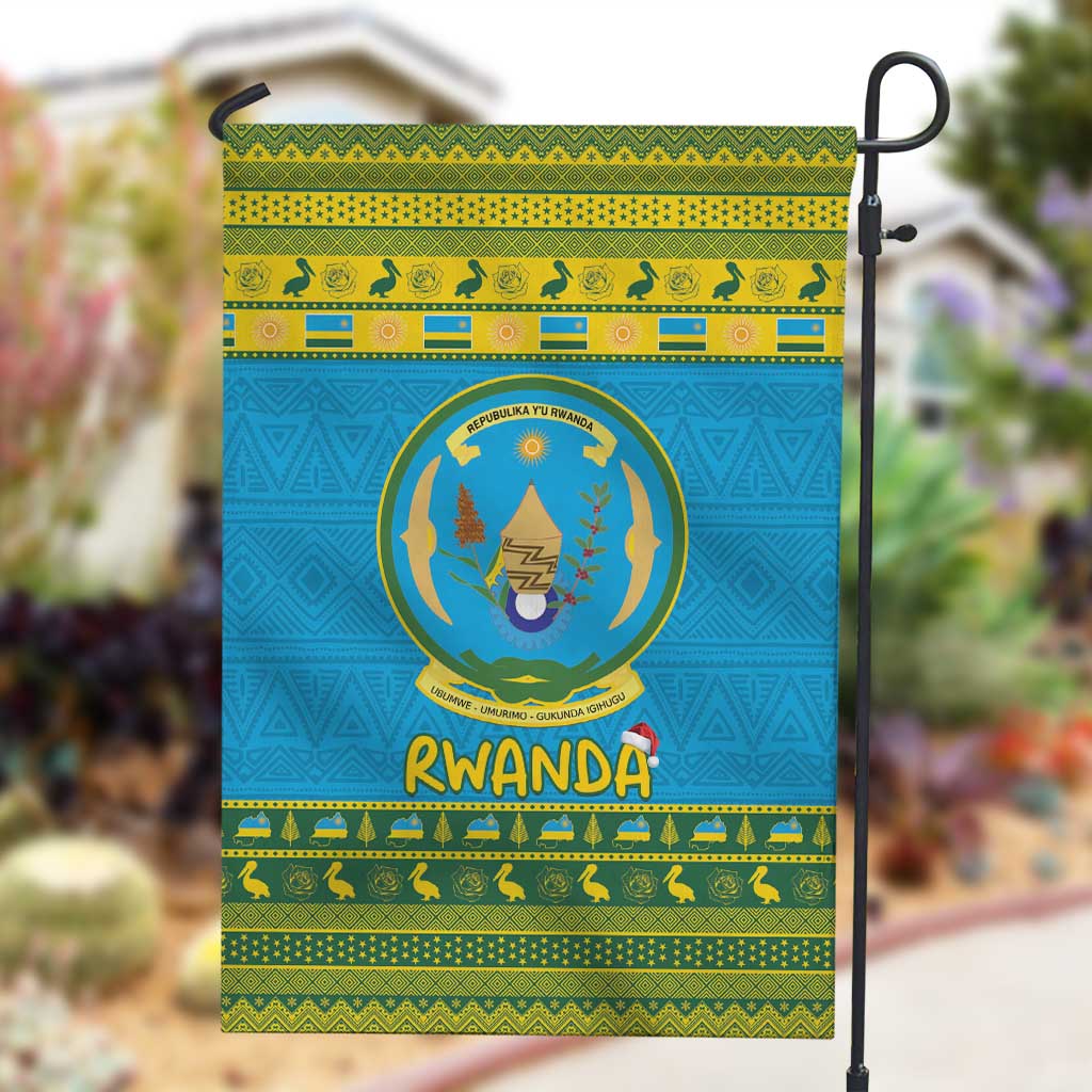 Afro Rwanda Christmas Garden Flag Noheli Nziza Coat Of Arms - African Pattern LT15