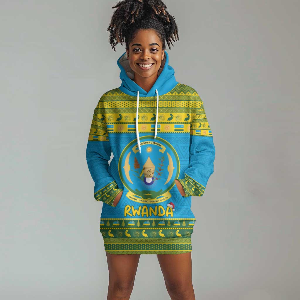 Afro Rwanda Christmas Hoodie Dress Noheli Nziza Coat Of Arms - African Pattern LT15