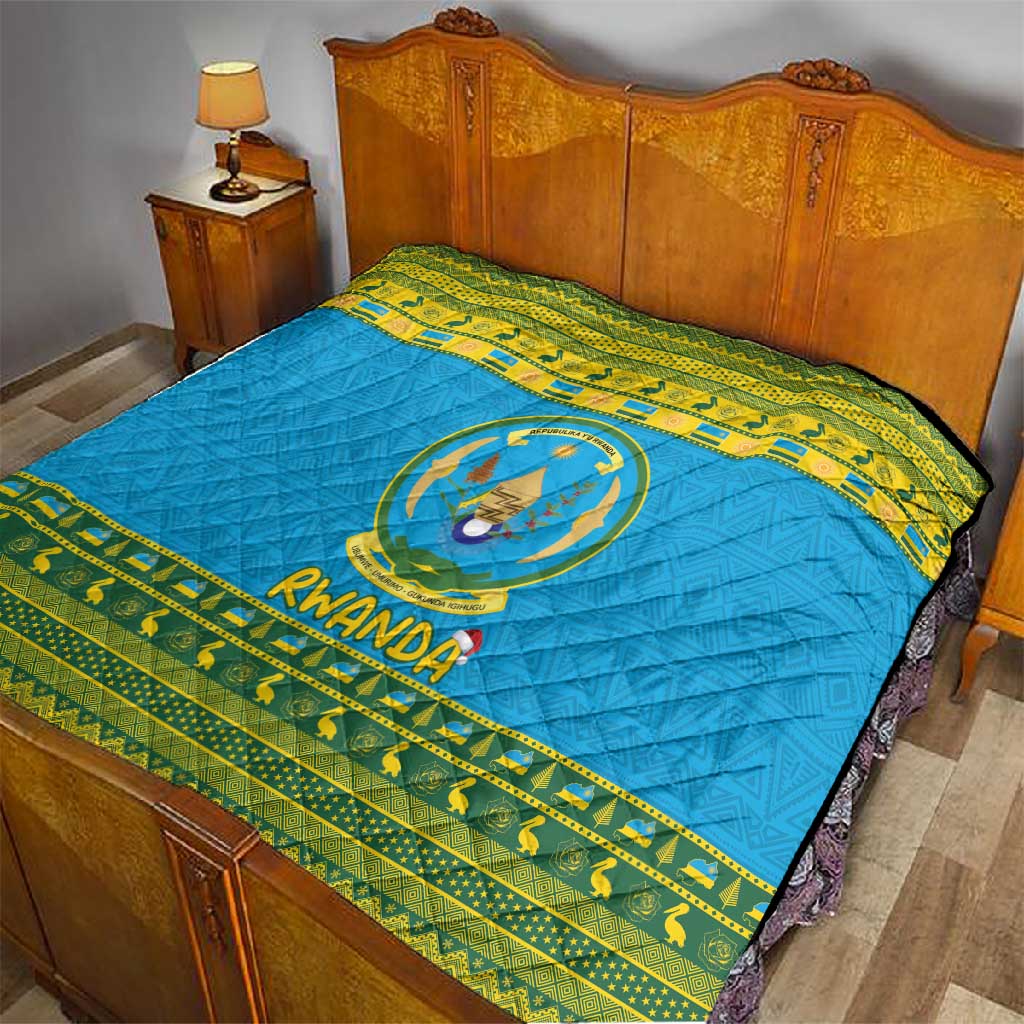 Afro Rwanda Christmas Quilt Noheli Nziza Coat Of Arms - African Pattern LT15