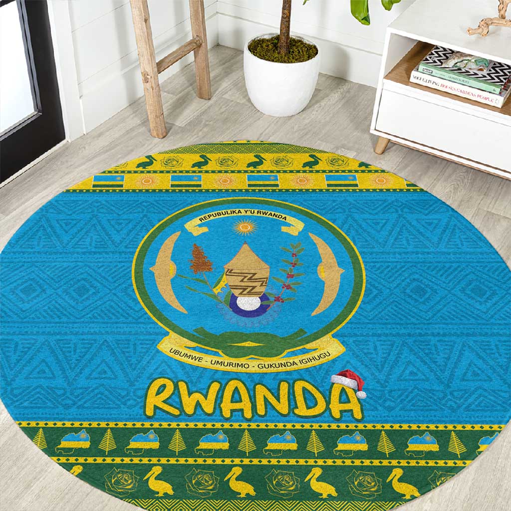 Afro Rwanda Christmas Round Carpet Noheli Nziza Coat Of Arms - African Pattern LT15