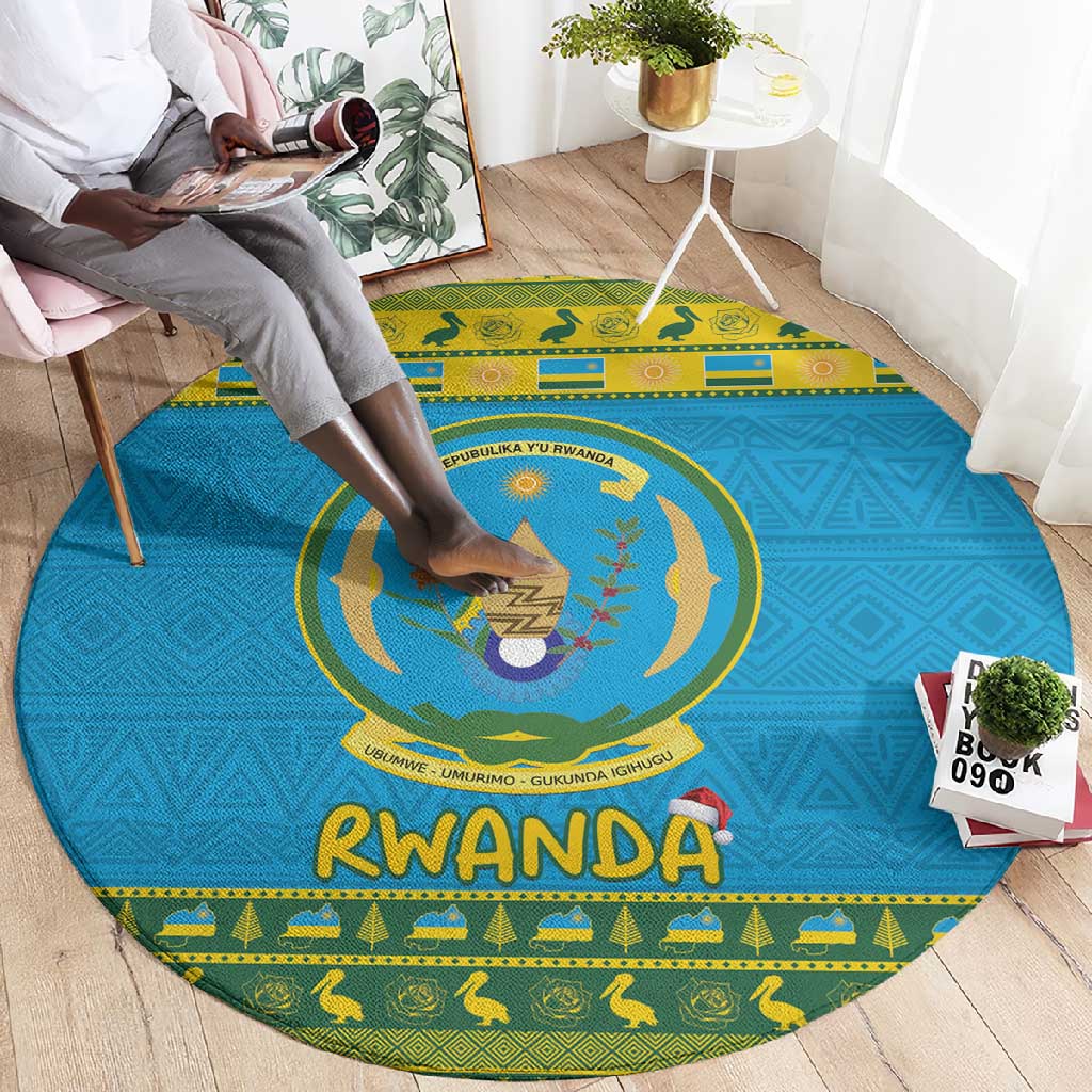 Afro Rwanda Christmas Round Carpet Noheli Nziza Coat Of Arms - African Pattern LT15