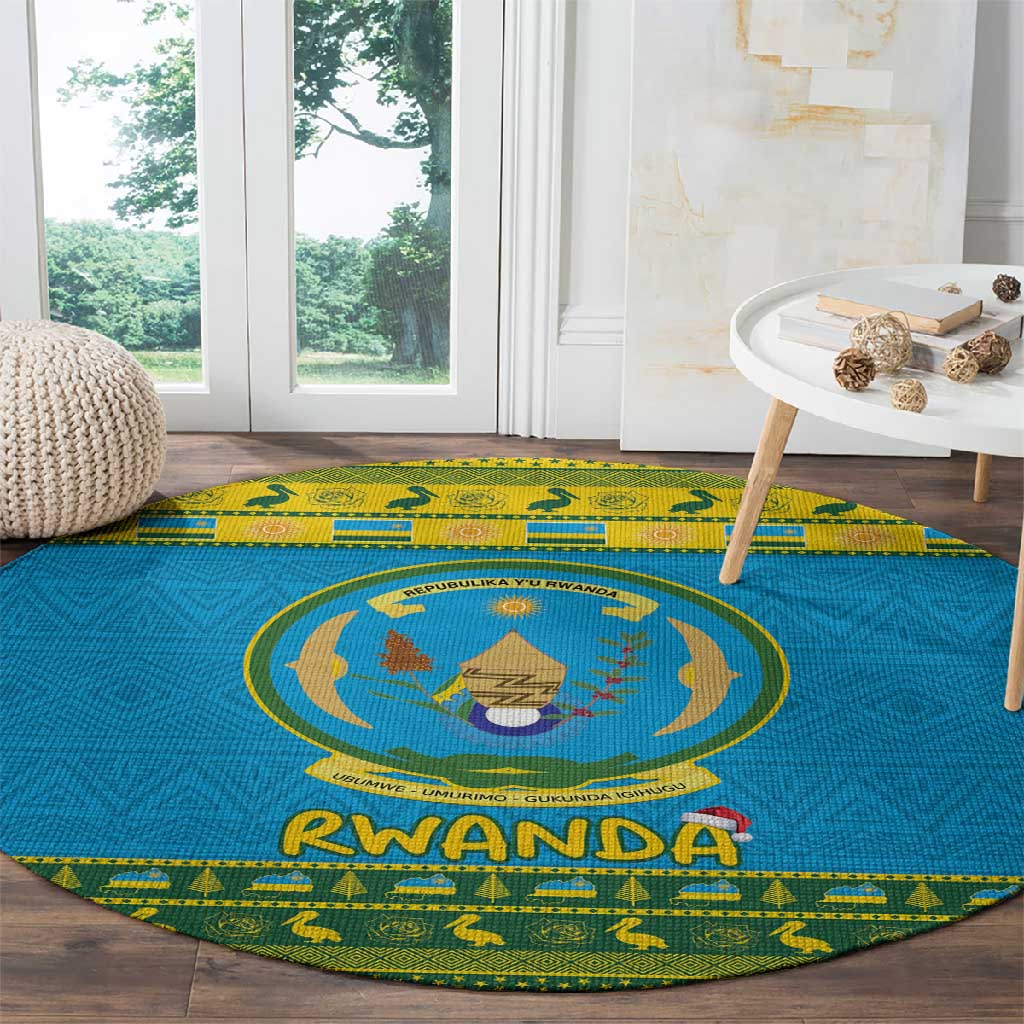 Afro Rwanda Christmas Round Carpet Noheli Nziza Coat Of Arms - African Pattern LT15
