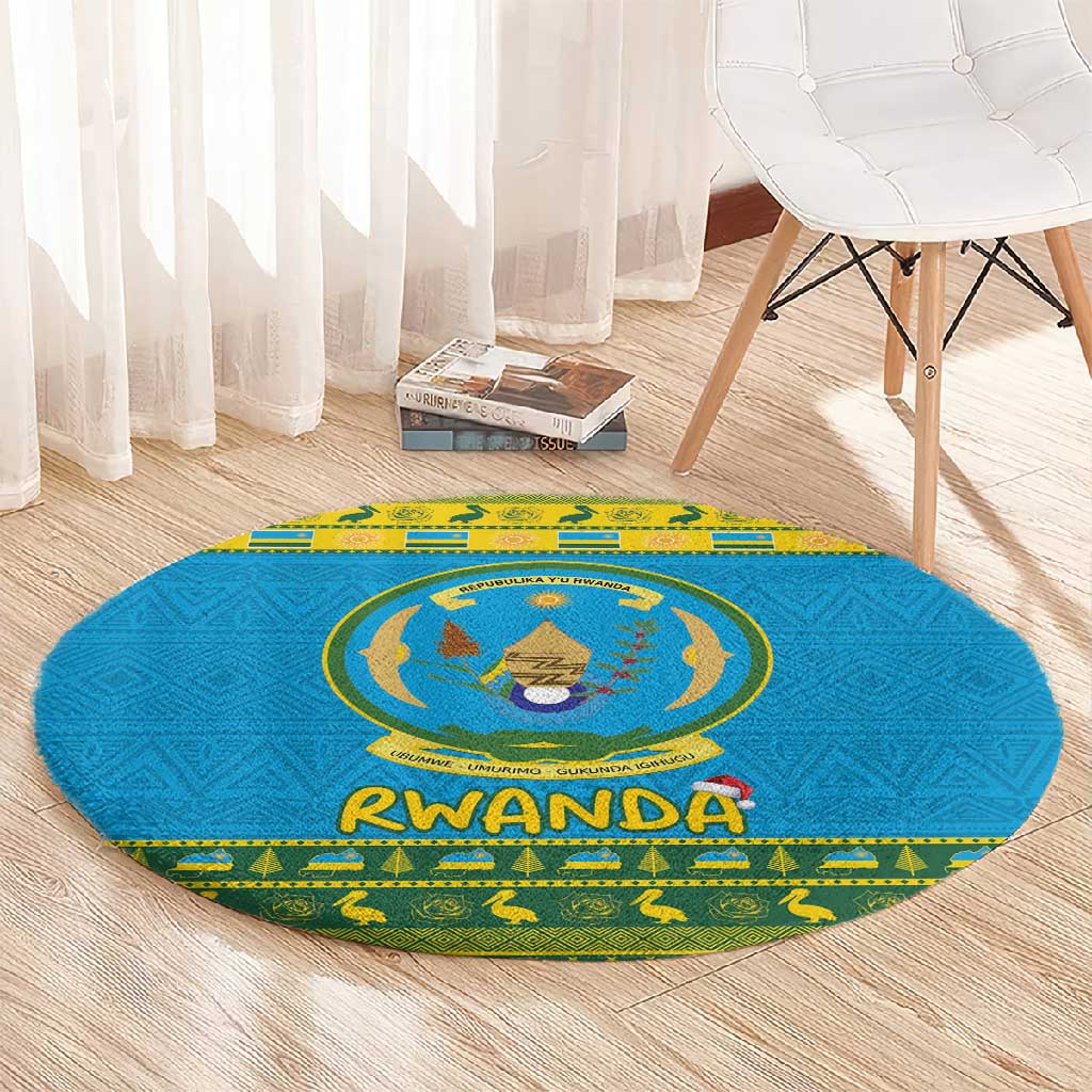 Afro Rwanda Christmas Round Carpet Noheli Nziza Coat Of Arms - African Pattern LT15
