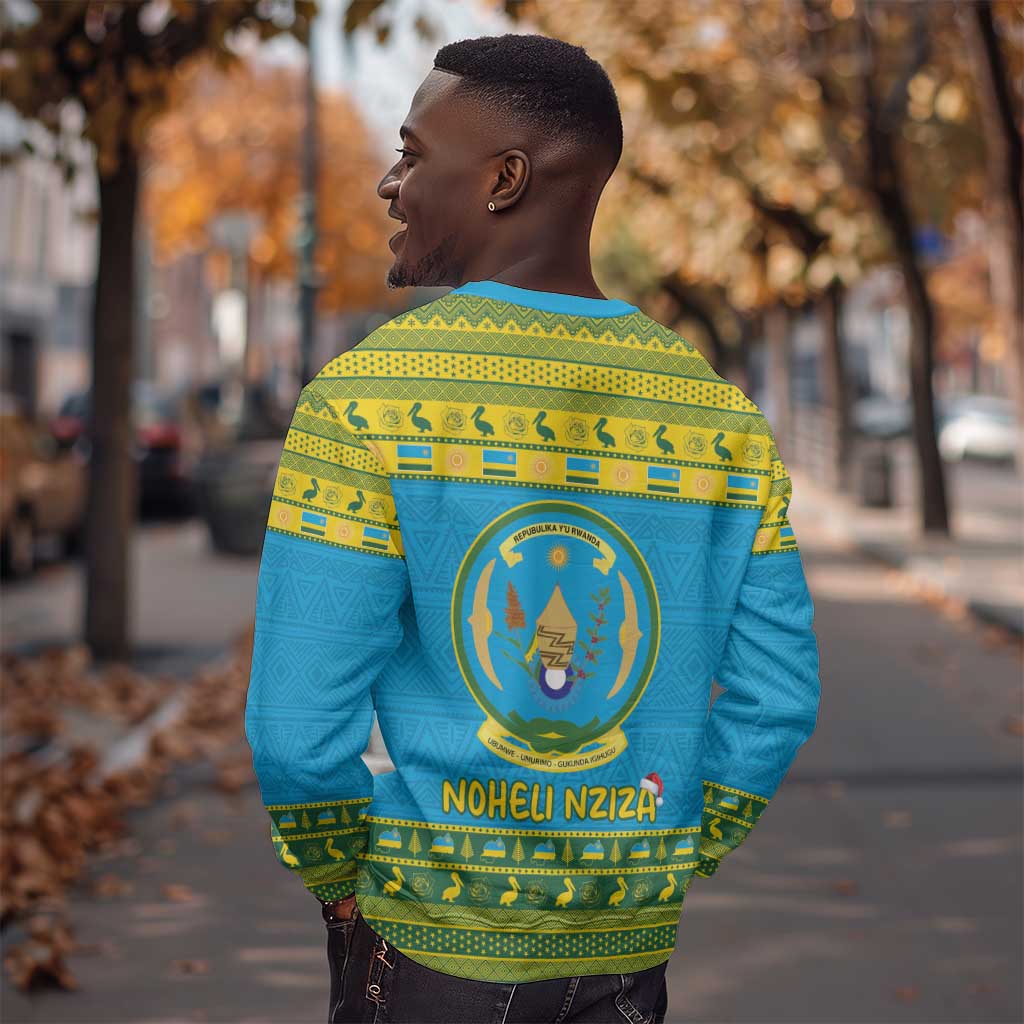 Afro Rwanda Christmas Sweatshirt Noheli Nziza Coat Of Arms - African Pattern LT15