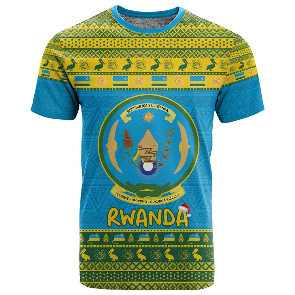 Afro Rwanda Christmas T shirt Noheli Nziza Coat Of Arms - African Pattern LT15