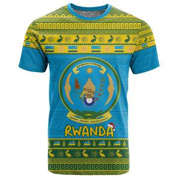 Afro Rwanda Christmas T shirt Noheli Nziza Coat Of Arms - African Pattern LT15