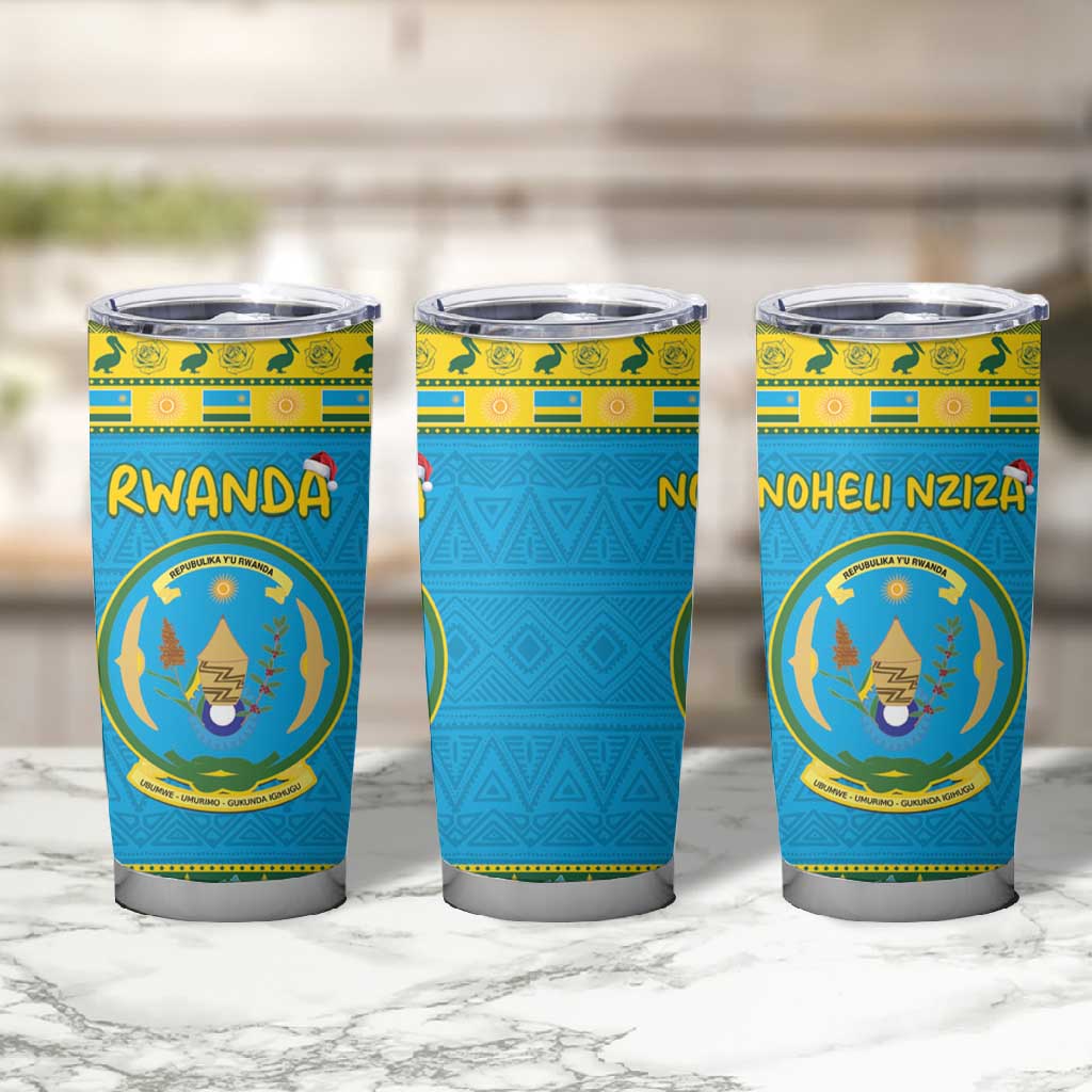 Afro Rwanda Christmas Tumbler Cup Noheli Nziza Coat Of Arms - African Pattern LT15