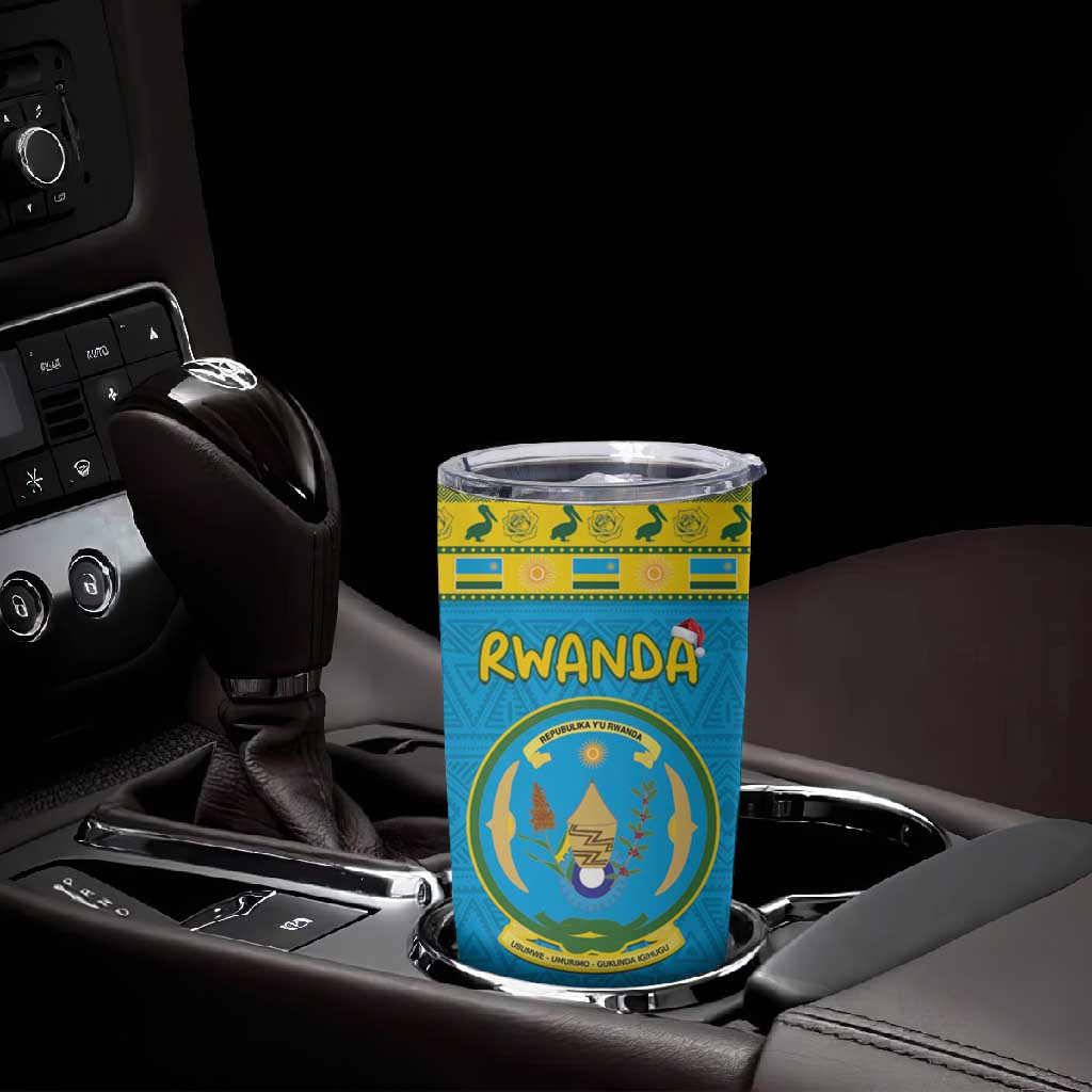 Afro Rwanda Christmas Tumbler Cup Noheli Nziza Coat Of Arms - African Pattern LT15