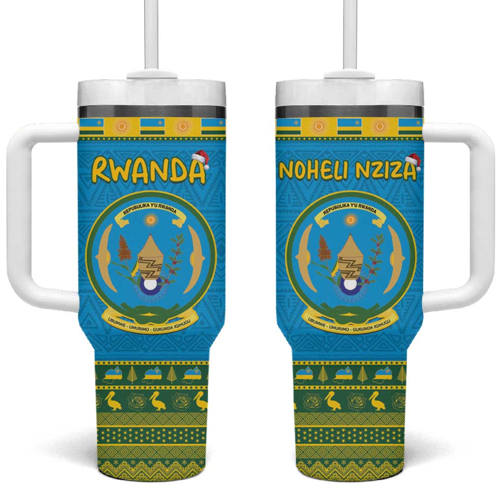Afro Rwanda Christmas Tumbler With Handle Noheli Nziza Coat Of Arms - African Pattern LT15