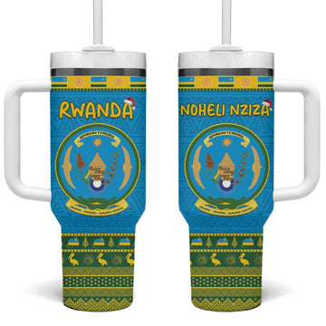 Afro Rwanda Christmas Tumbler With Handle Noheli Nziza Coat Of Arms - African Pattern LT15
