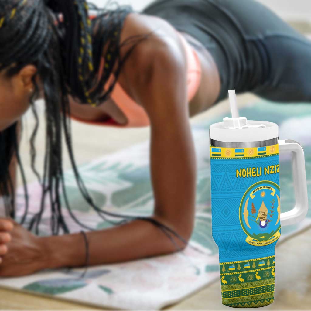 Afro Rwanda Christmas Tumbler With Handle Noheli Nziza Coat Of Arms - African Pattern LT15