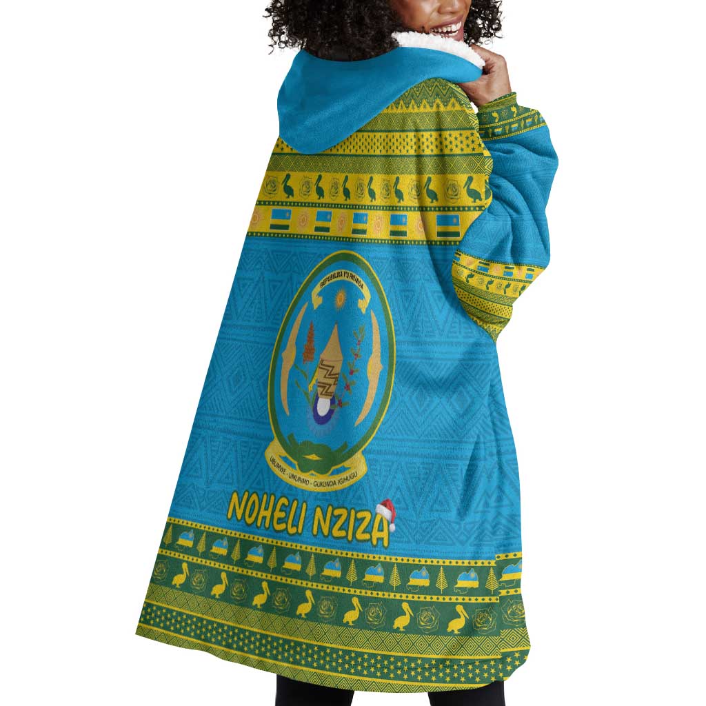 Afro Rwanda Christmas Wearable Blanket Hoodie Noheli Nziza Coat Of Arms - African Pattern LT15