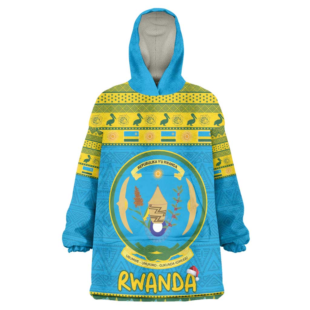 Afro Rwanda Christmas Wearable Blanket Hoodie Noheli Nziza Coat Of Arms - African Pattern LT15