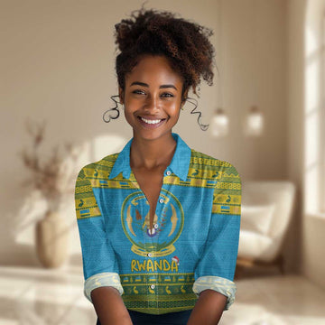 Afro Rwanda Christmas Women Casual Shirt Noheli Nziza Coat Of Arms - African Pattern LT15